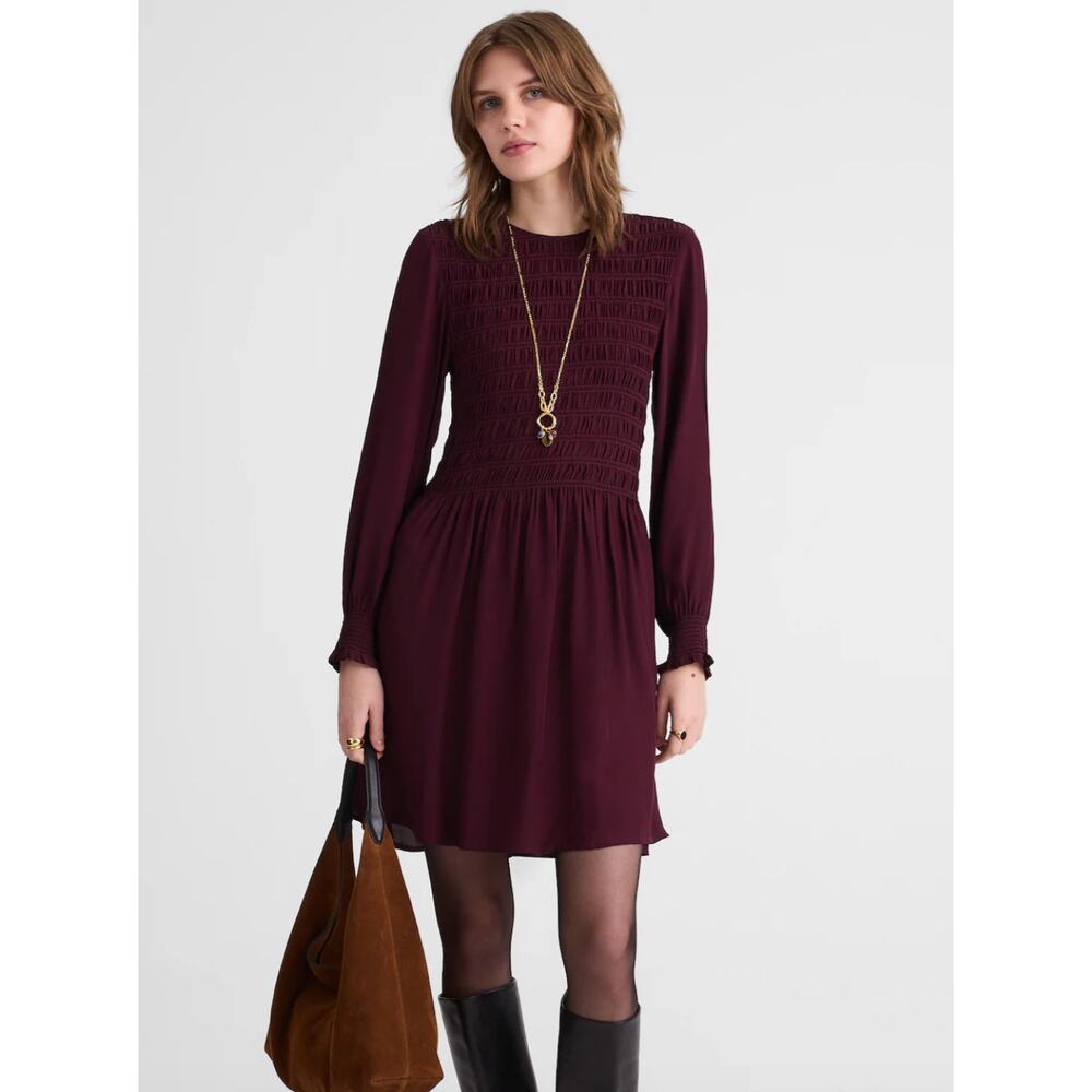 Madewell | NWT Smocked Mini Dress in Dark Pomegranate | Sz XL‎